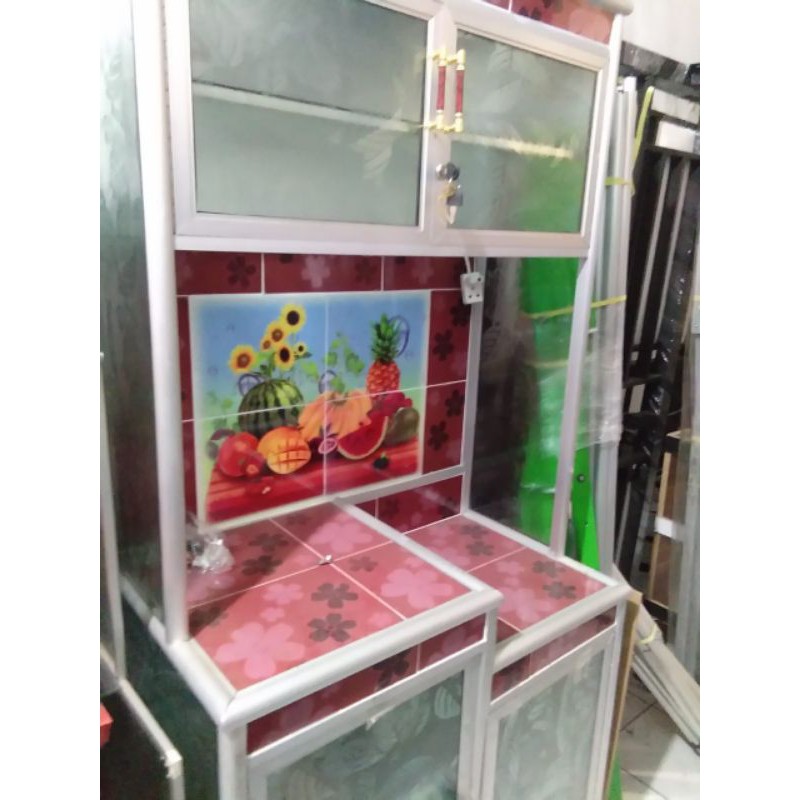 lemari dapur alumunium alas keramik 2 pintu