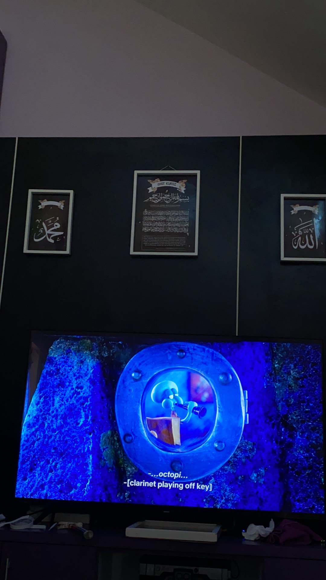 Hiasan Dinding Poster 3 In 1 Kaligrafi Ayat Kursi Allah Muhammad Pink