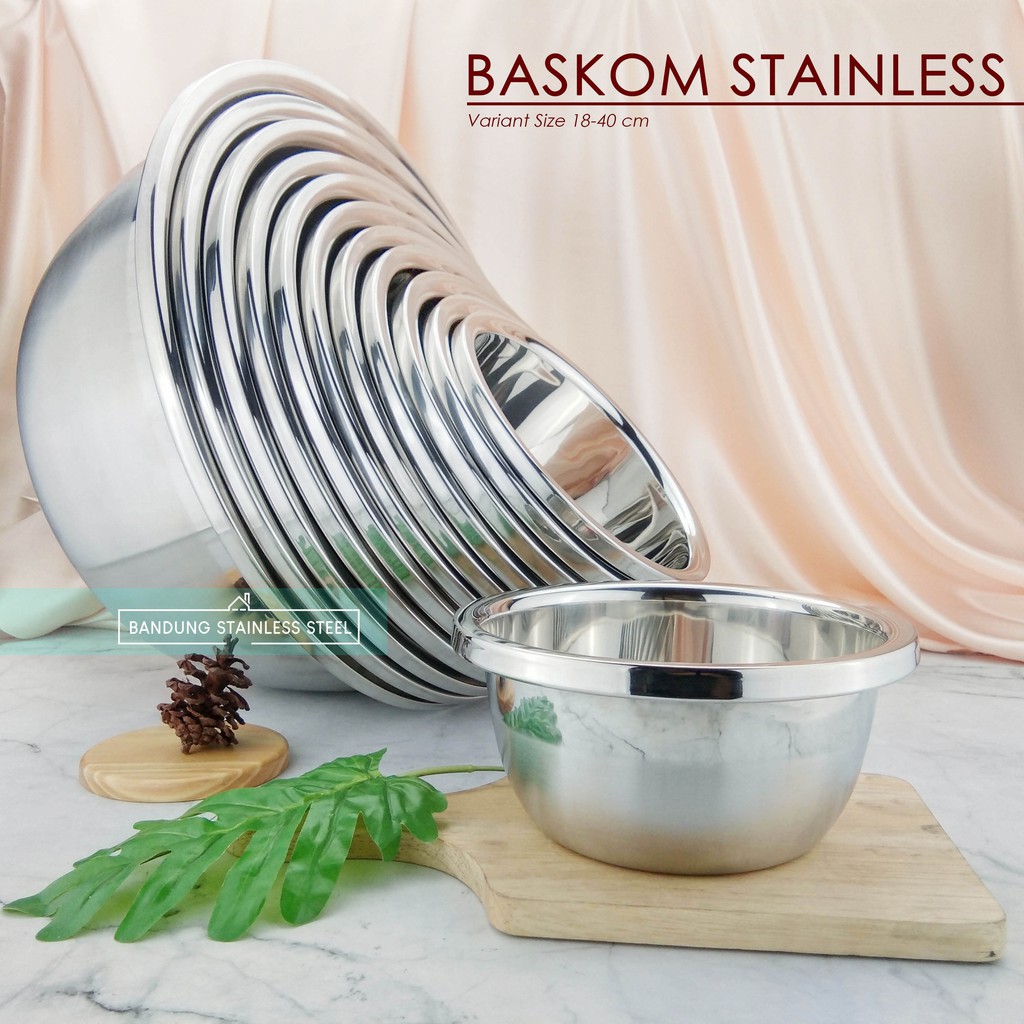 Baskom 30cm tinggi tebal Multi fungsi stainless steel murah wadah