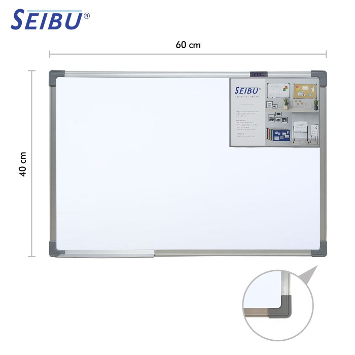 

Papan Tulis Whiteboard Gantung Magnet Single Face Seibu 40 x 60 cm promo