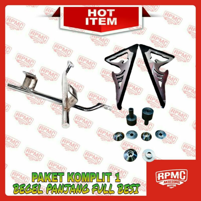 BEGEL CB PANJANG FULL BESI SET MANISAN RANGKA LOGO HONDA PEMAJU SHOCK SET 1