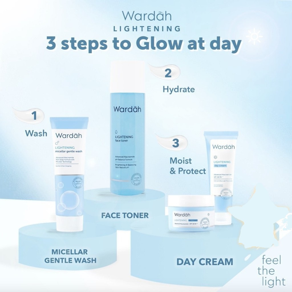 WARDAH Lightening Series Day Night Cream Serum Wash Foam Mask Toner Milk Cleanser Gentle Wash (VC)