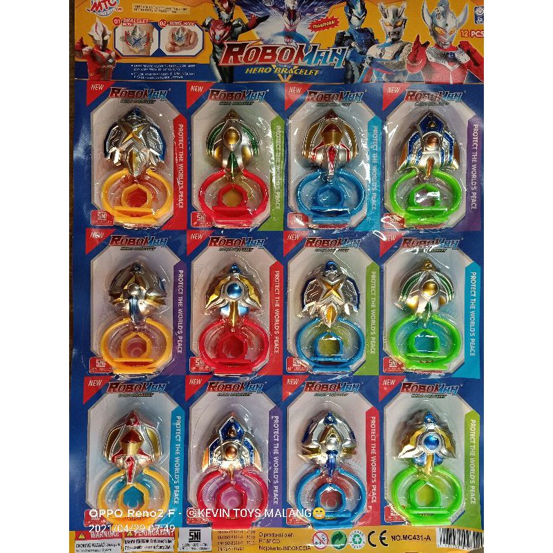 MC 341-A  MAINAN CINCIN + GELANG SUPER HERO ADA LED NYA / SENJATA SUPER HERO ROBOMAN