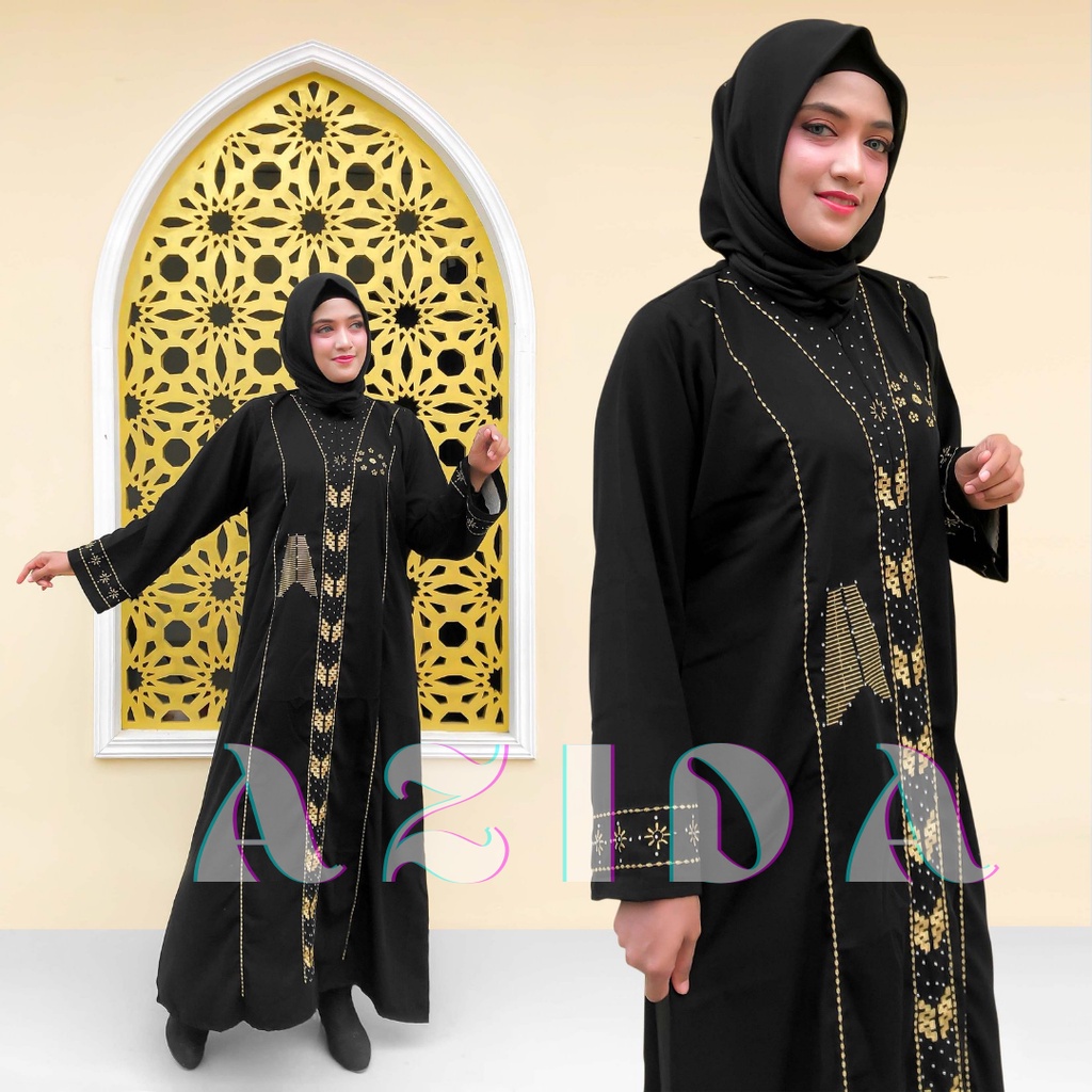 Abaya Gamis Hitam Syari Arab Dubai Turkey Bordir Fashion Muslim Kekinian Bahan Jetblack Premium Bisa Buat Sehari-hari atau Kondangan Maxi Dress Premium Terbaru Modern
