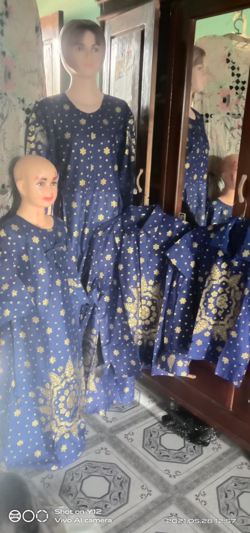 Batik Couple Keluarga Sania Ruffle Ori Ndoro Jowi Dnt Mentari Biru