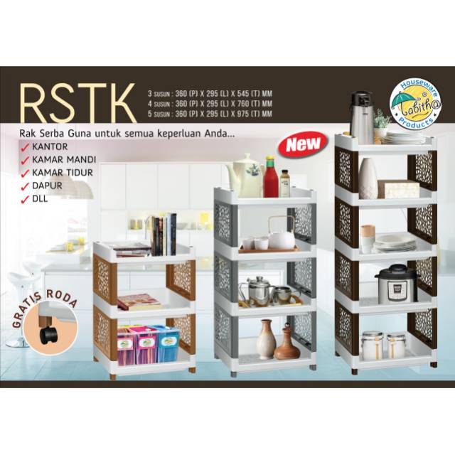 Rak Plastik Serbaguna / Rak salon roda susun 4