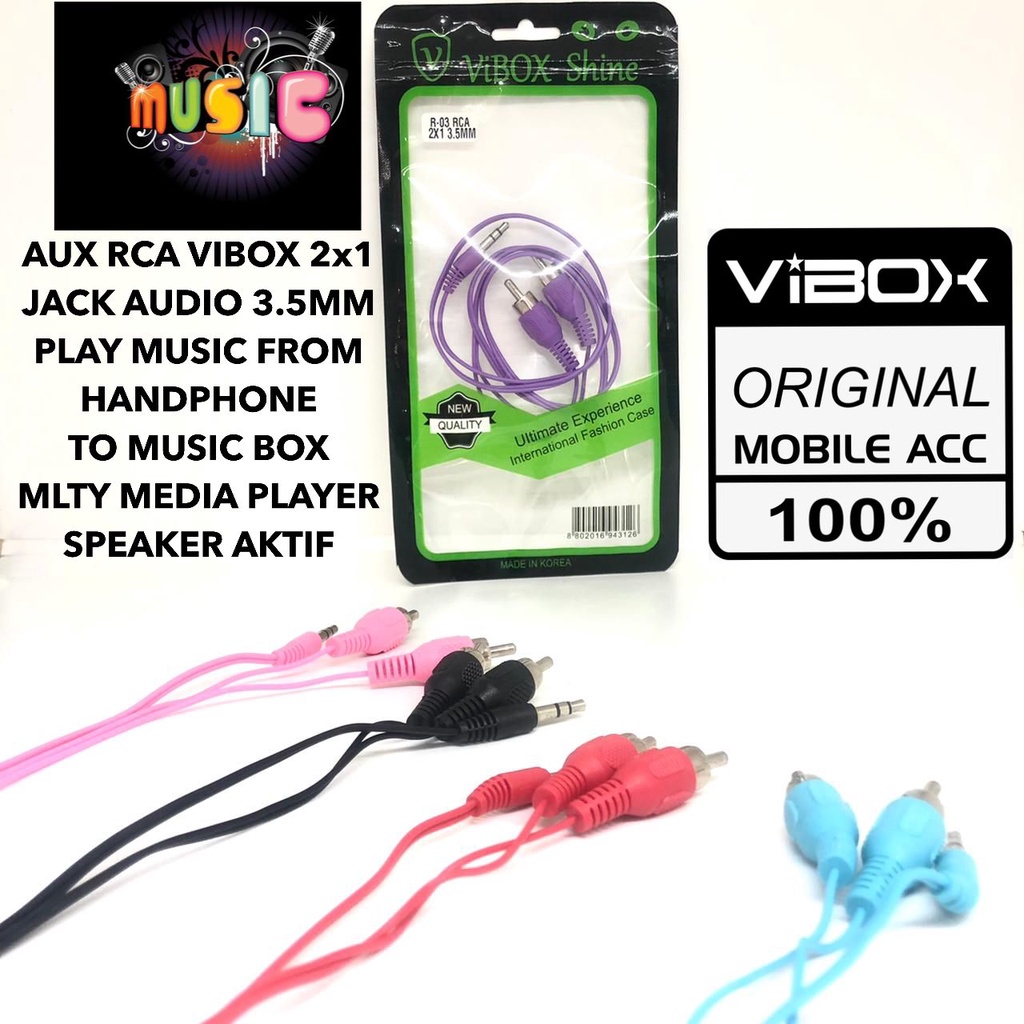 MINIGO VIBOX Kabel Audio To 2 Rca Gold Plated / Kabel Jack 2in1 Aux Audio - Rca / Kabel Speaker 2 in 1