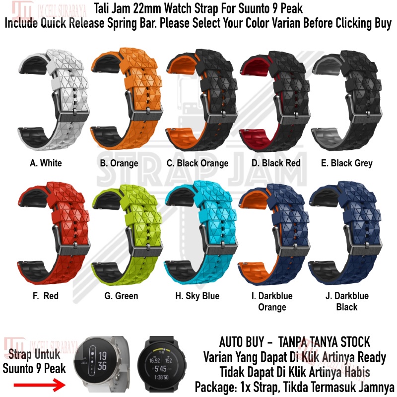 HPF 22mm Strap For Suunto 9 Peak / Pro (Ada Peak nya) - Tali Jam Sporty