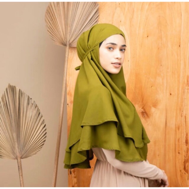 Jilbab bergo instan hijab nonpet kerudung double layer diamond