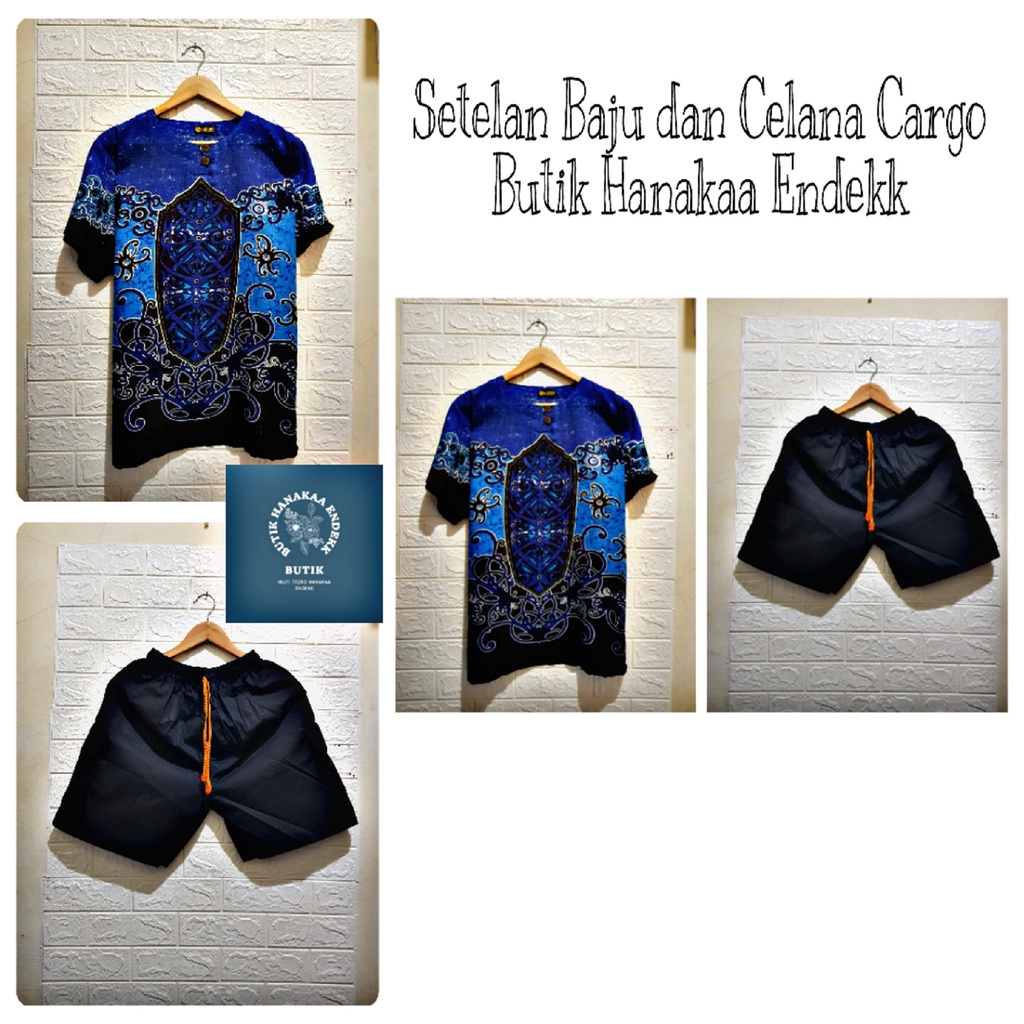 Set/Setelan Baju dan Celana Cargo Etnik Gala Pria/Wanita (Unisex)