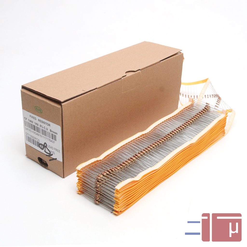 X10 Resistor 1K8 1.8K 1/4W Karbon 5% Taiwan Kaki Tembaga