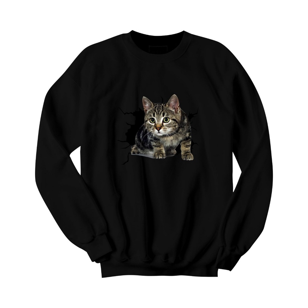 SWEATER CREWNECK CAT EMERALD PRIA/WANITA