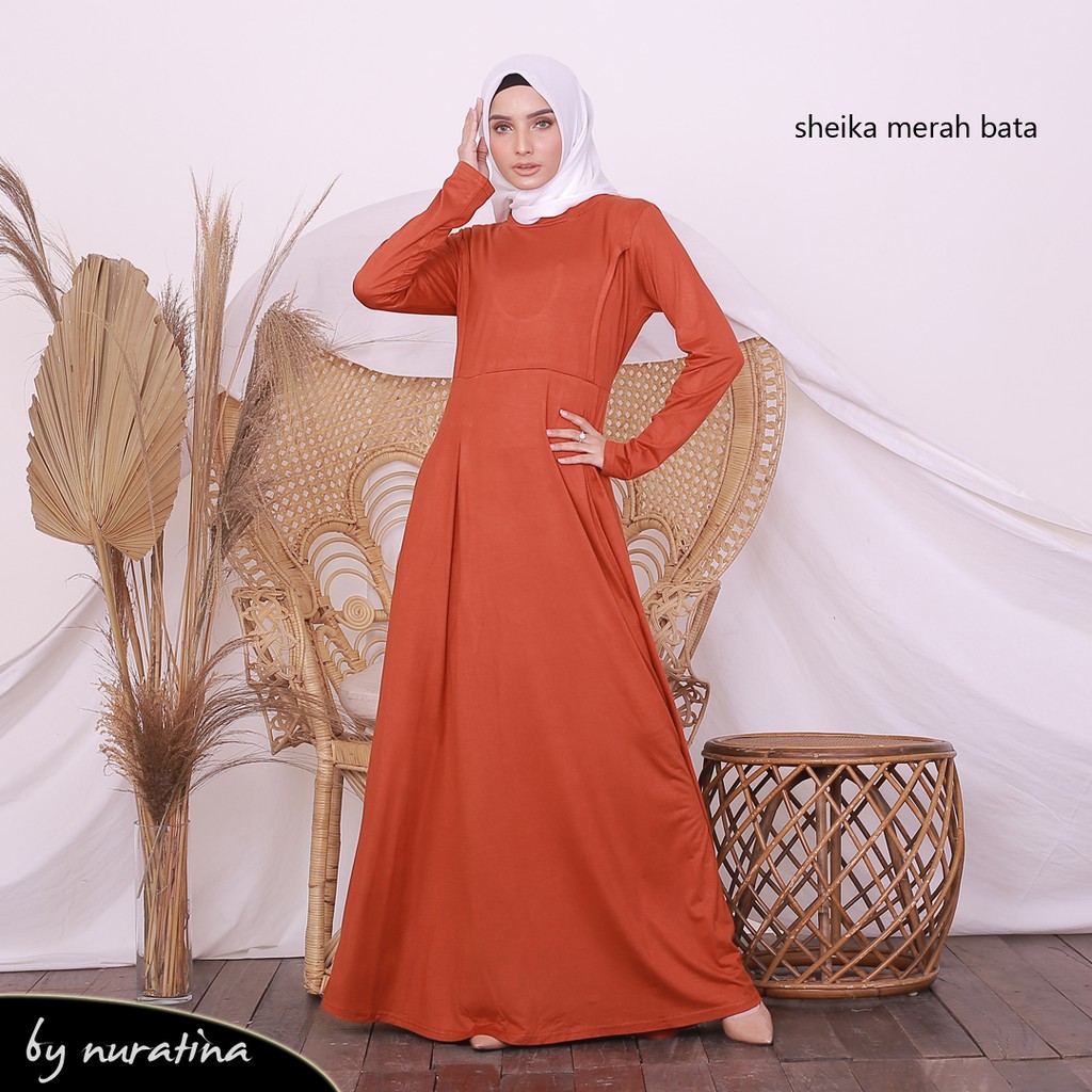 Sheika Merah Bata Baju Menyusui