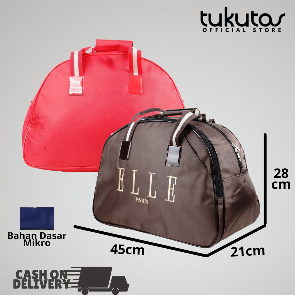 TAS PAKAIAN TAS TRAVEL BAG POLOS ELLE PARIS UNISEX BAHAN MIKRO IMPOR GOOD QUALITY- TP POLOS B