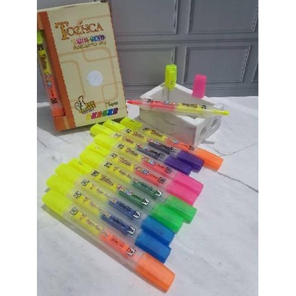 

Terbaru 10.10 stabilo 2 warna (1pak=12pc)/stabilo 2 mata/twin head highlighter