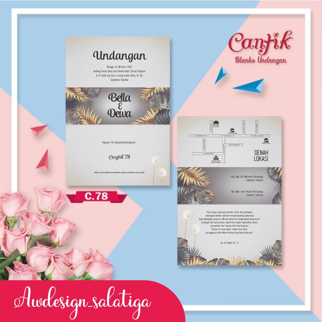 UNDANGAN PERNIKAHAN MURAH UNIK ELEGAN UNDANGAN NIKAH MINIMALIS BLANGKO CANTIK 78