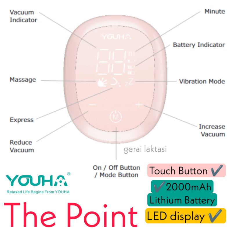 Youha The Point Rechargeable Integrated Electric Breast Pump