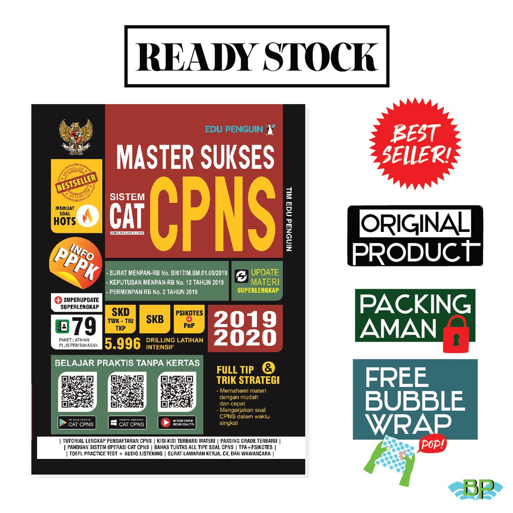 ORIGINAL BUKU MASTER SUKSES TES CPNS 2019 2020 SOAL HOTS FREE BUBBLE WRAP