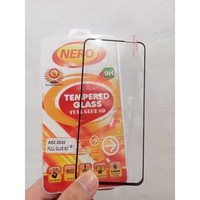 OPPO A52 A92 2020 TEMPERED GLASS NERO FULL COVER FULL GLUE