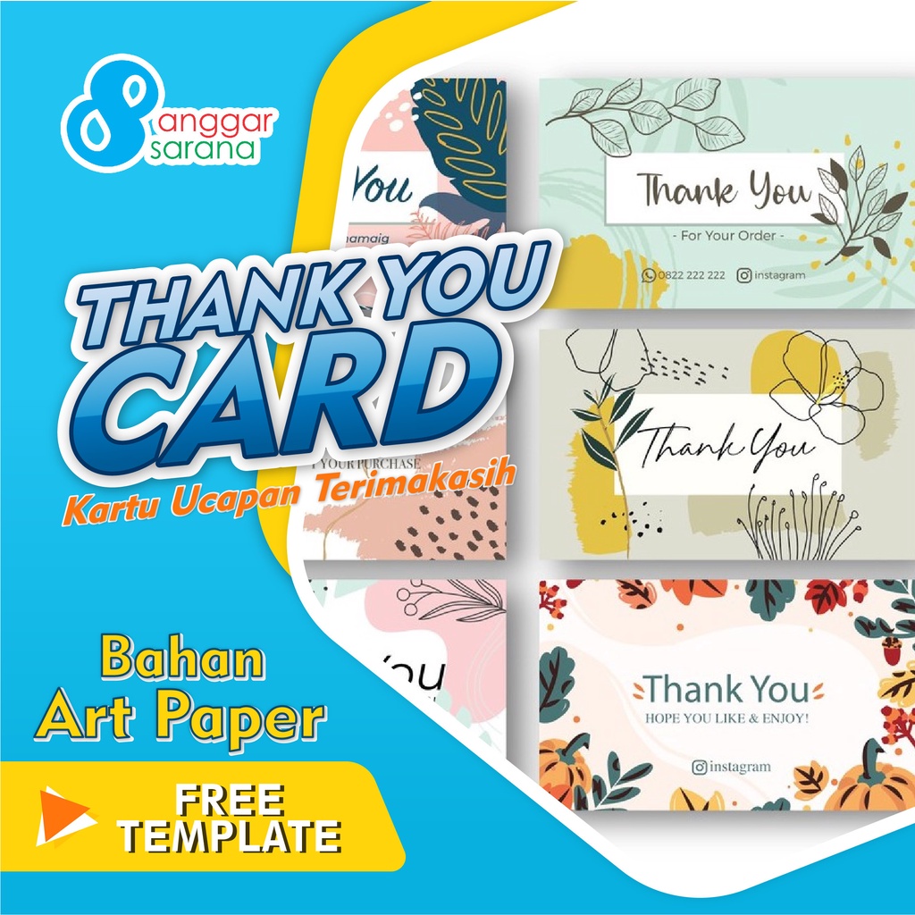 Jual Art Paper Thank You Card Kartu Hampers Kartu Souvenir Thankyou Card Kartu Terima 5111