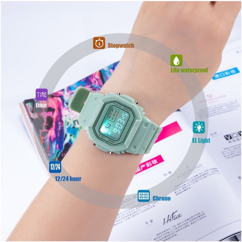 MurmerOfficial  JT031 Jam Tangan Wanita Korea Style Digital Sport Student Digital Watch Super Cute