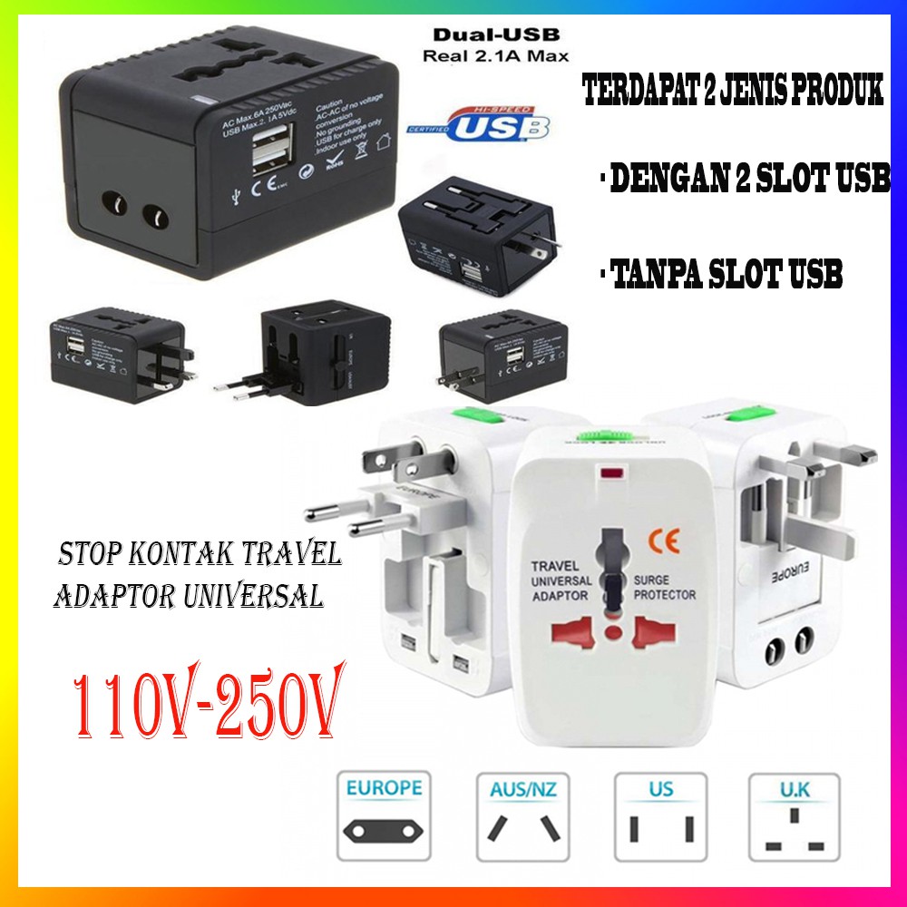 Travel Adaptor Colokan Listrik Universal World TRAVEL ADAPTER UNIVERSAL Steker Stop Kontak