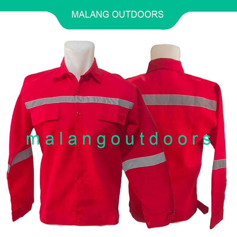 BAJU SAFETY KATELPAK WERPAK KEMEJA SERAGAM SAFETY KERJA TEHNIK LAPANGAN BAJU SAFETY - MERAH MAROON