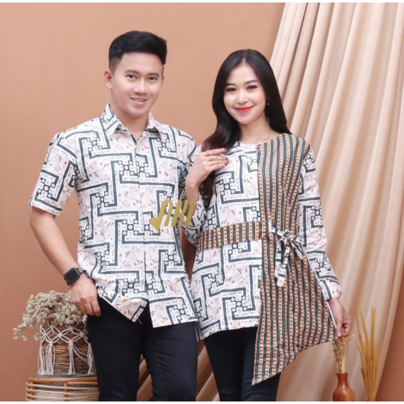 Couple Batik Kemeja Pria Blouse Wanita Kutubaru Kebaya Modern Batik Alina