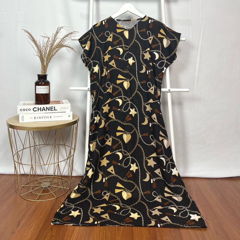 daster long semata kaki, daster panjang viral kekinian, daster rayon busui terlaris-Long Gold Star