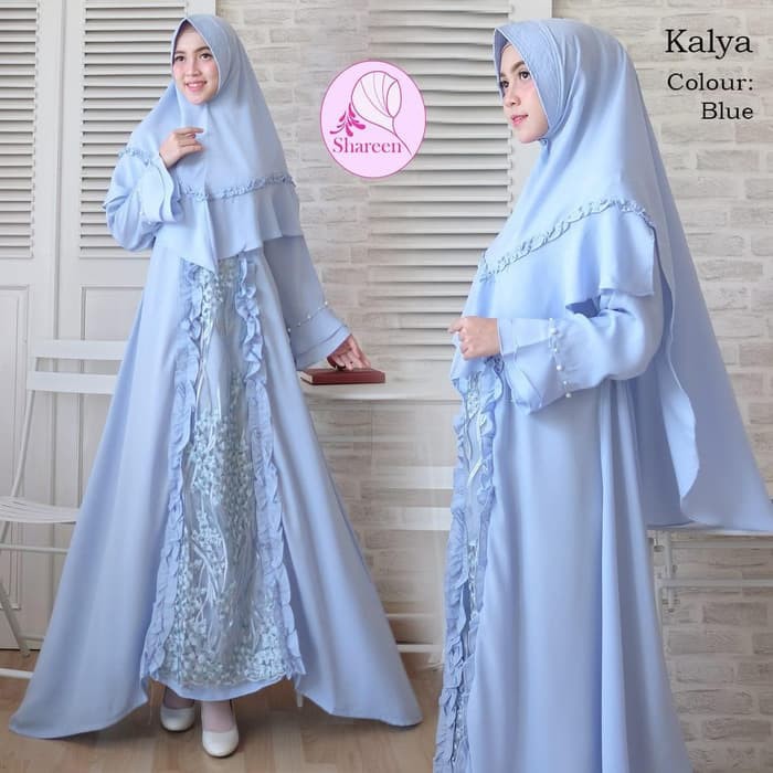 GAMIS SYARI I SYARI'I WANITA GAMIS PESTA WANITA BIRU MEWAH KALYA