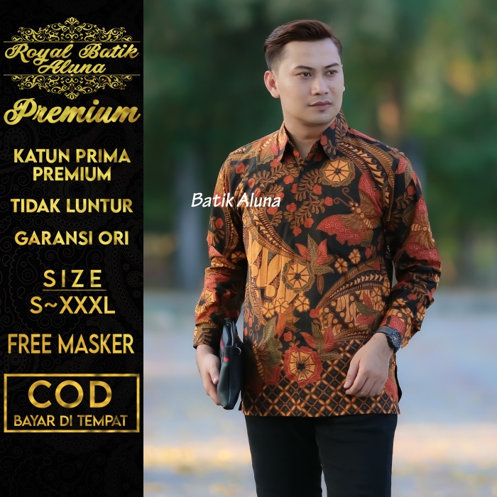 Baju Kemeja Batik Premium Prabuseno Aluna Keris Antasena Pria Lengan Panjang Modern Original 100