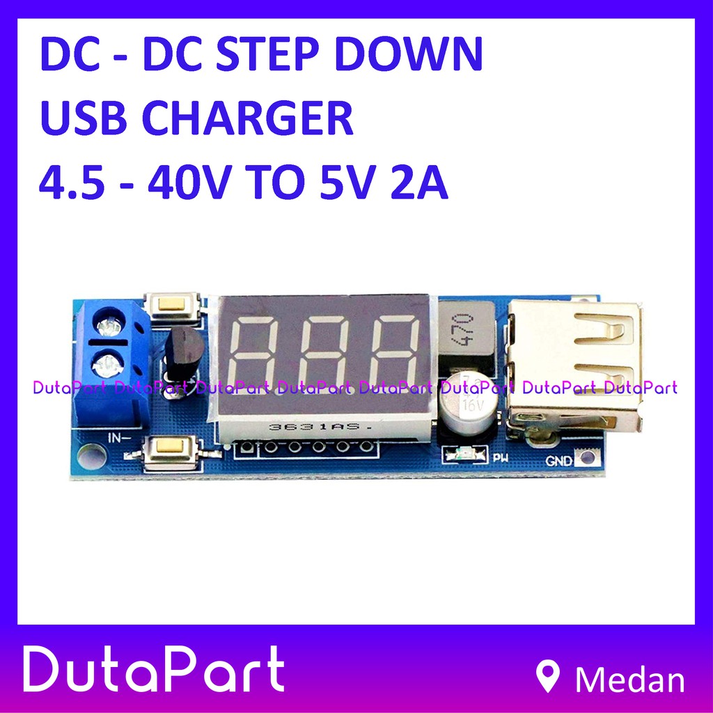 DC-DC Step Down USB Charger 4.5-40V To 5V 2A Power Module DC Voltmeter