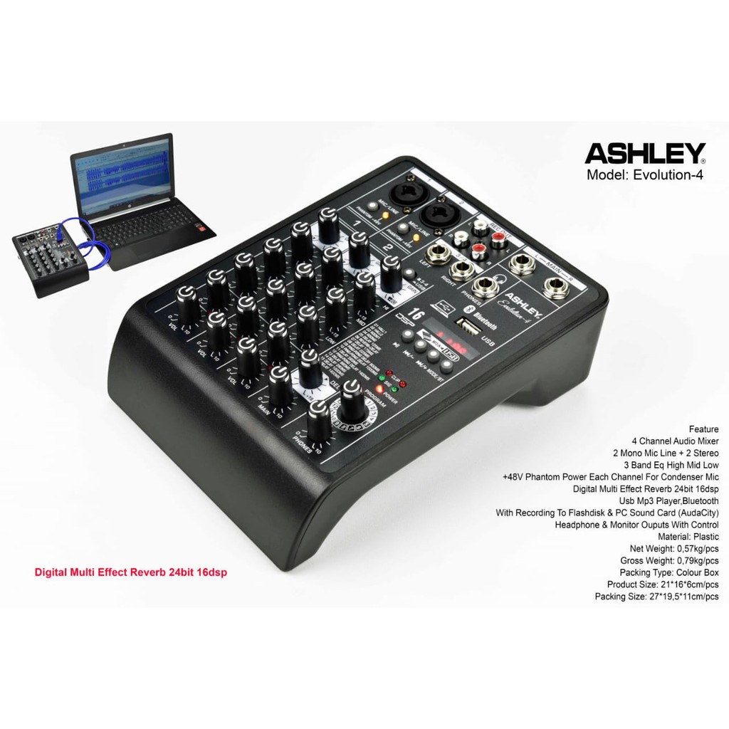 Mixer Ashley Evolution-4 Evolution 4 channel USB Soundcard Recording