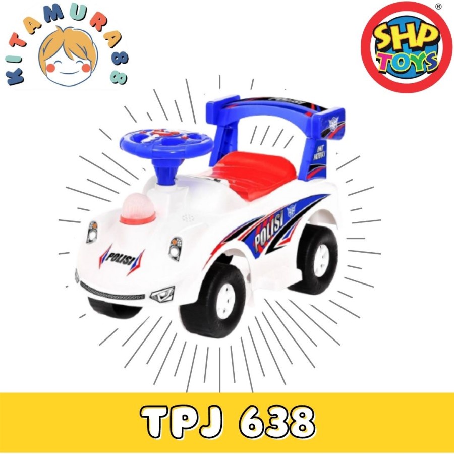 Mainan Anak Tunggang Dorong Mobil Putih Biru - SHP TOYS - TPJ 638
