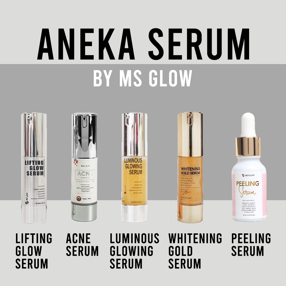 Serum Wajah Ms Glow Whitening Gold Serum / Acne Serum / Lifting Serum / Luminous Serum / Peeling Ser