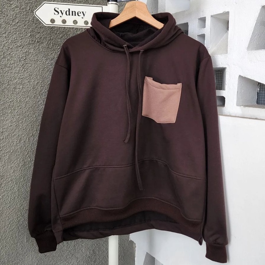 Hoodie Trendy Wanita Terbaru Mocha Pocky Bahan Pleece Korean Style