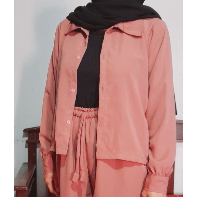 KEMEJA CROP BAHAN WOLFIS PREMIUM