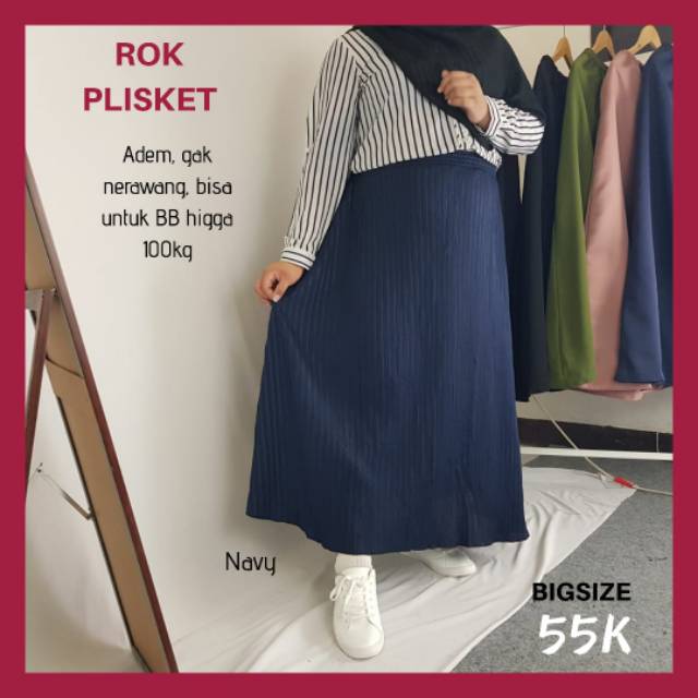 ROK PLISKET JUMBO / BIGSIZE - PREMIUM XXXL 100KG - REMPEL PLEATED FLARE SKIRT MAYUNG