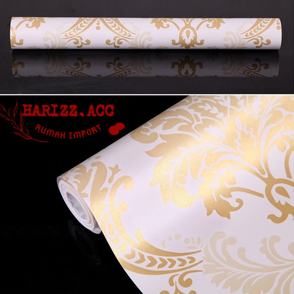 Wallpaper stiker dinding motif batik gold