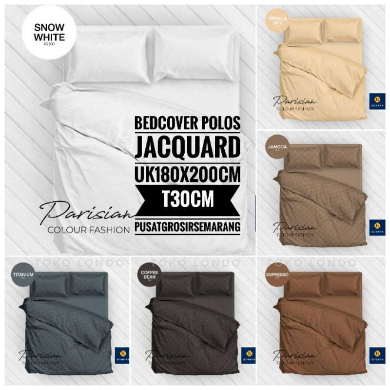 BC Bedcover KENDRA POLOS JACQUARD FLAT Set KING Size Uk 180x200 T30 Bedcover Katun Jepang Polos Jacquard Abu2 Putih Vanila Sky Deep Lake Snow White Simple Taupe Almond Tree Blue Coral Green Espresso Ruby Wine Simple Taupe Terracotta Titanium