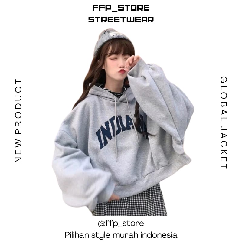 SWEETER PREMIUM CREWNECK SWEATER WANITA KOREA TERBARU SWITER WANITA INDIANA CROP OVERSIZE