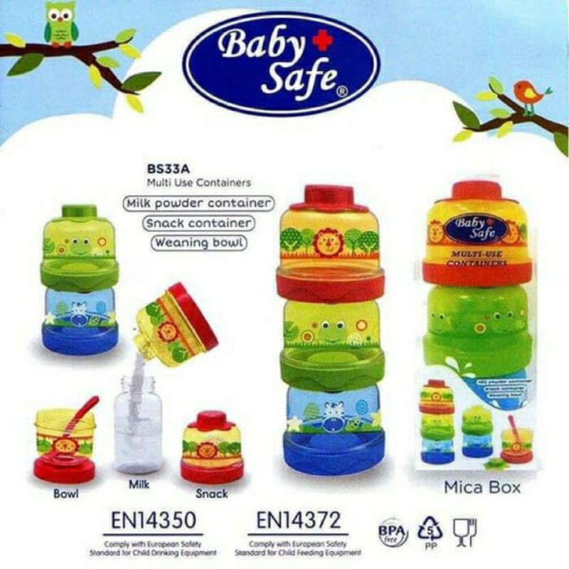 BABY SAFE Stack Milk Container BS33A (Tempat Menyimpan Susu Bubuk / Sufor)