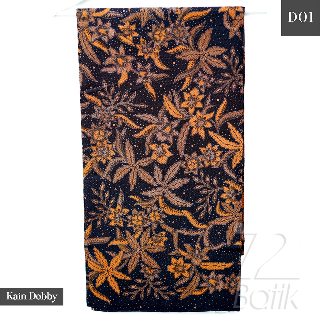 KAIN BATIK PREMIUM Bahan Dobby Motif Kembang Alas Warna Hitam Orange 729205 Cap 72 Jarik Jarit Samping Kebat Panjang Batik Dobby Modern Premium Bahan Seragam Batik Pernikahan Kantor Keluarga Murah Kamen Jadi Batik Bali Lembaran