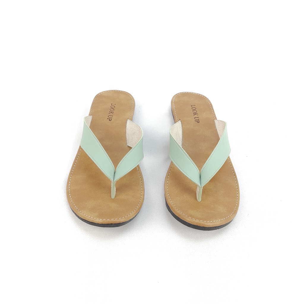 Sandal Wanita Flat Jepit Terbaru Kulit Sintetis Sol Karet Anti Licin Motif Jepit Warna Kekinian - Moana