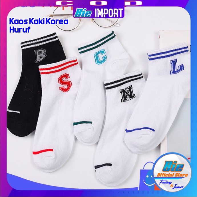 Kaos kaki Korea Wanita Motif  Huruf Impor Best Seller