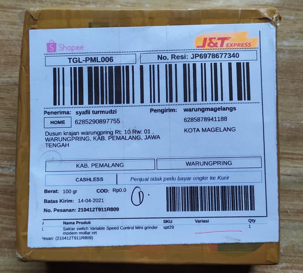 Saklar Switch Variable Speed Control Mini Grinder Modern Mollar Nrt