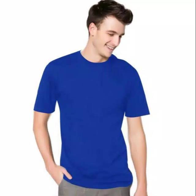 Kaos polos dewasa biru turkis