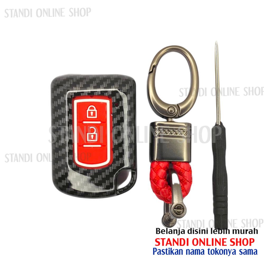 Cover Remote Sarung Kunci Carbon Case Mitsubishi Xpander Mirage Pajero