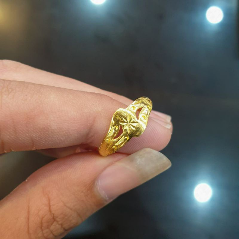 Cincin maspol ukir variasi emas asli 24K kadar 97%