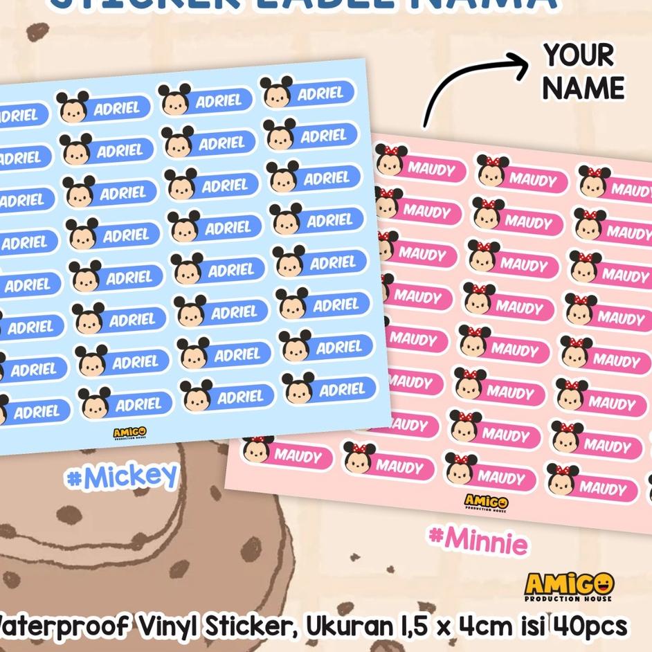 

DISCOUNT !! 9.9 Stiker Nama Anak Mickey Minnie Sticker Lucu Sticker Buku Stiker Custom Label [KODE 157]